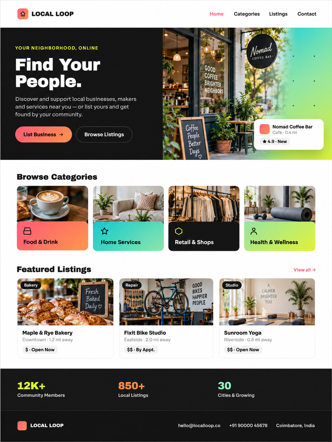 Vibrant Community Marketplace template preview
