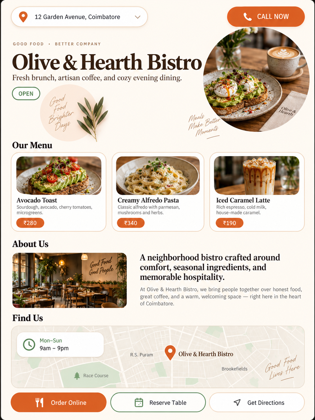 Local Store and Restaurant template preview